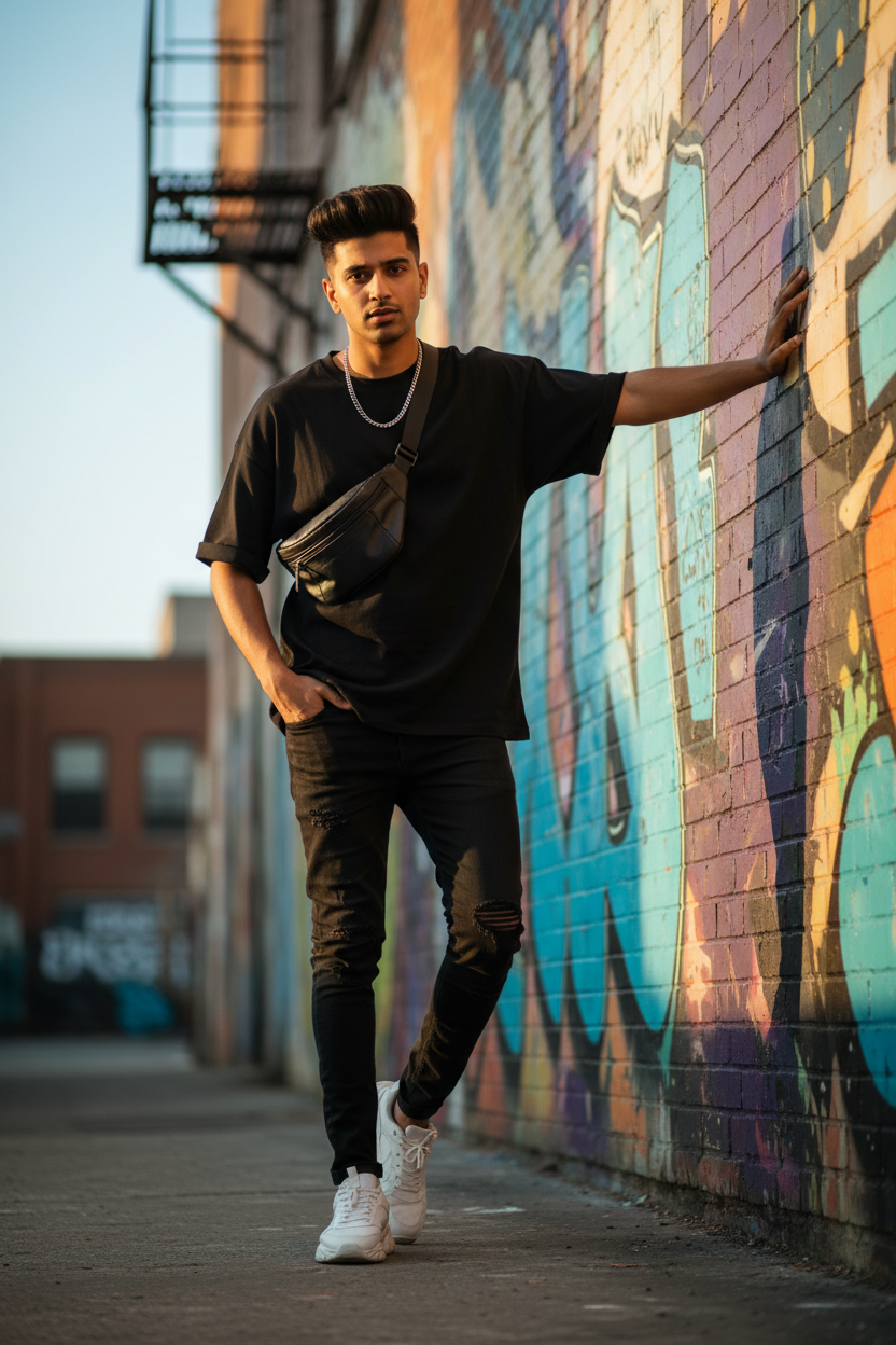 Fitsin Oversized T-Shirt - Black Streetwear Look